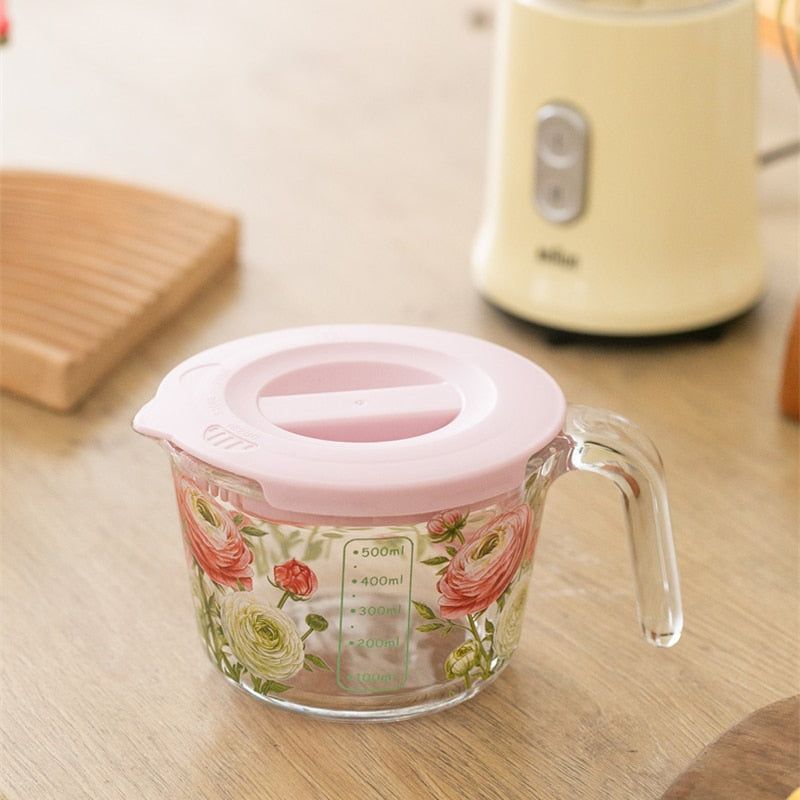 Målebeger med Lokk i Retro Blomstermønster 4