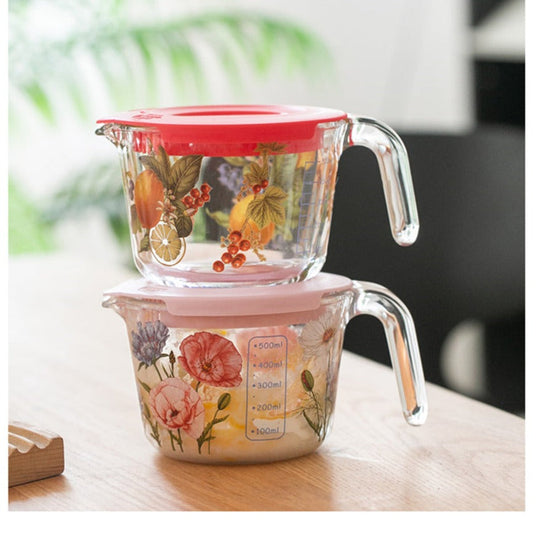 Målebeger med Lokk i Retro Blomstermønster 7