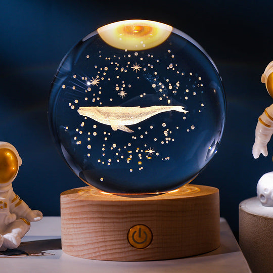 Månekrystallkule med LED-belysning 0