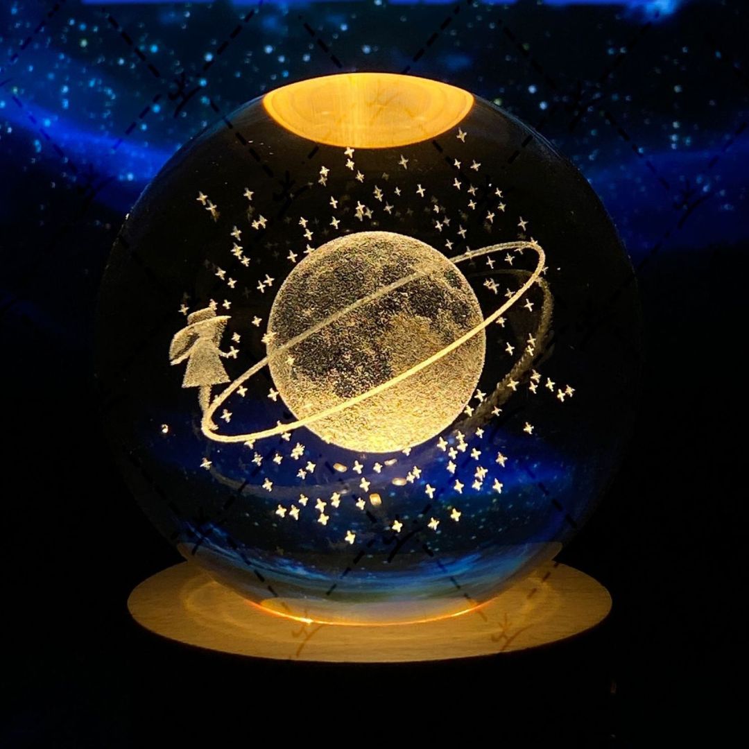 Månekrystallkule med LED-belysning 23