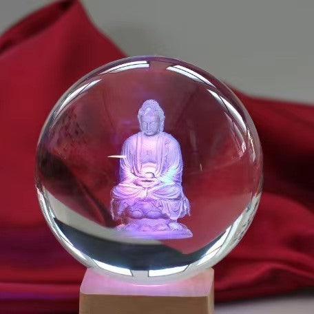 Månekrystallkule med LED-belysning 26