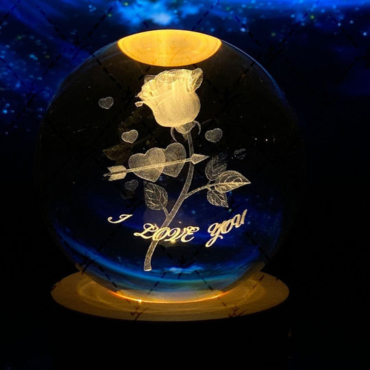 Månekrystallkule med LED-belysning 27