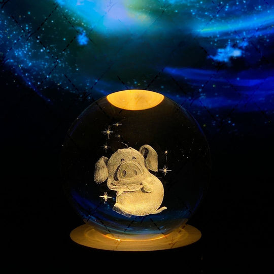 Månekrystallkule med LED-belysning 28