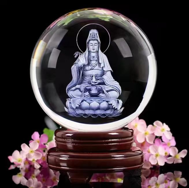 Månekrystallkule med LED-belysning 33