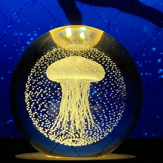 Månekrystallkule med LED-belysning 48