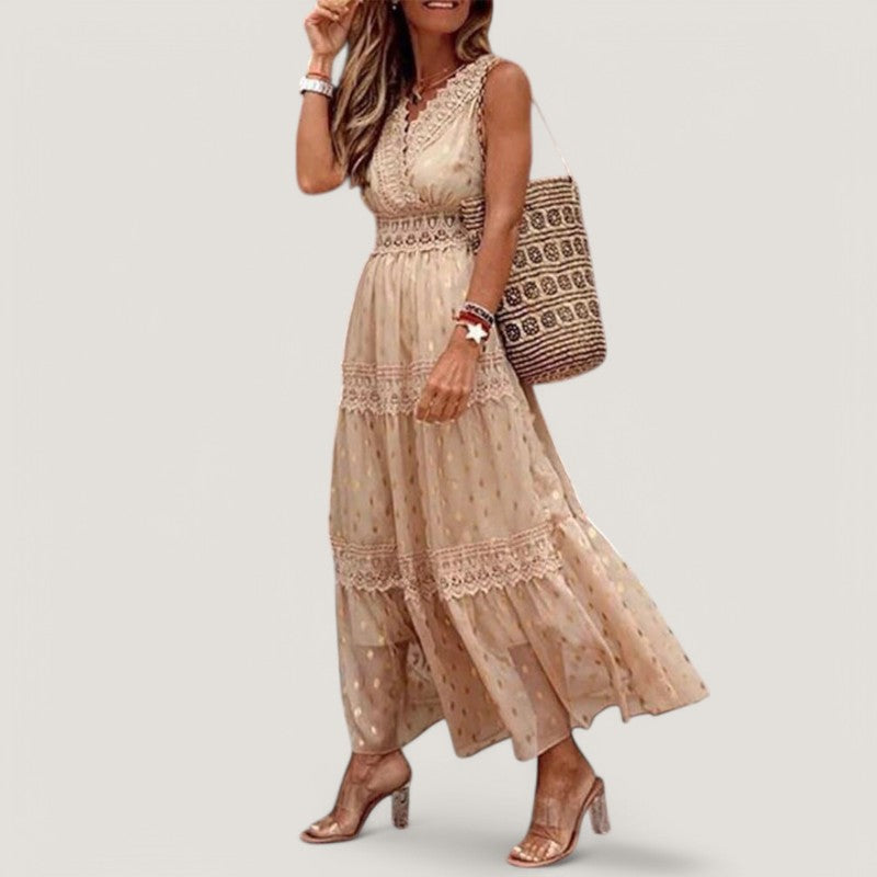 Maxikjole Dame Boho Stil Lett Bomull 1