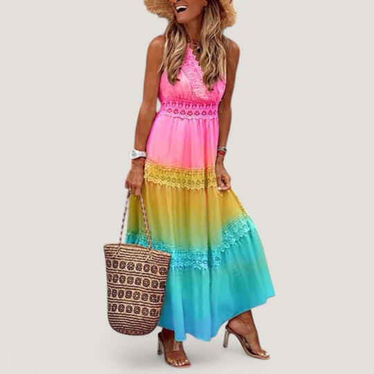 Maxikjole Dame Boho Stil Lett Bomull 2
