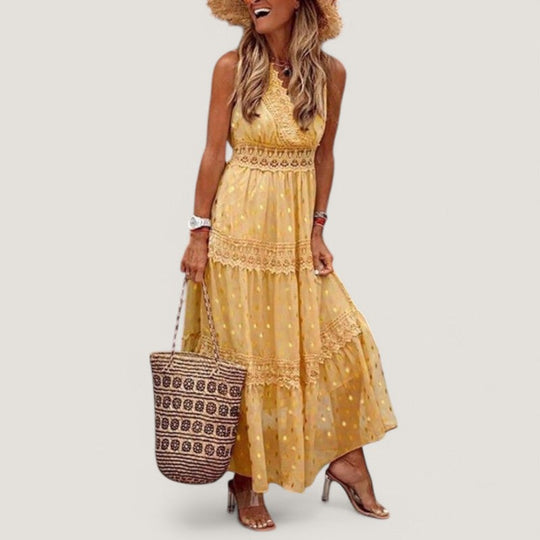 Maxikjole Dame Boho Stil Lett Bomull 3