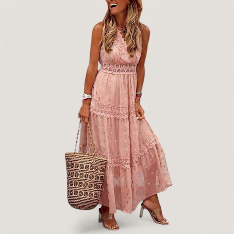 Maxikjole Dame Boho Stil Lett Bomull 5