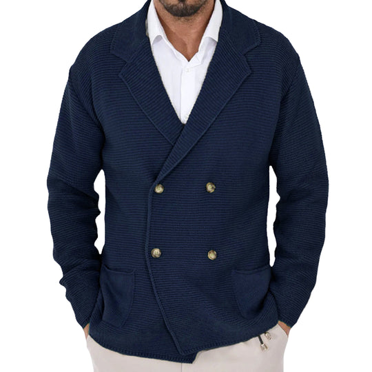 Menns Cardigan med Dobbelsnepp Blazer Jakkeslag 0