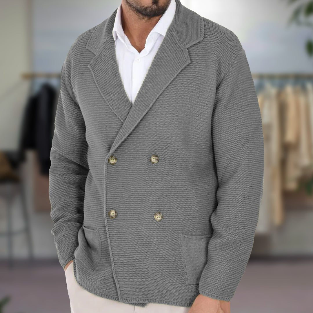 Menns Cardigan med Dobbelsnepp Blazer Jakkeslag 1