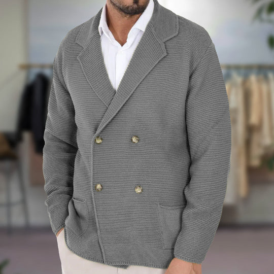 Menns Cardigan med Dobbelsnepp Blazer Jakkeslag 1