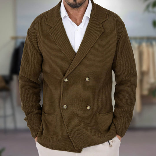 Menns Cardigan med Dobbelsnepp Blazer Jakkeslag 2