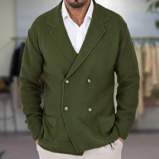 Menns Cardigan med Dobbelsnepp Blazer Jakkeslag 3