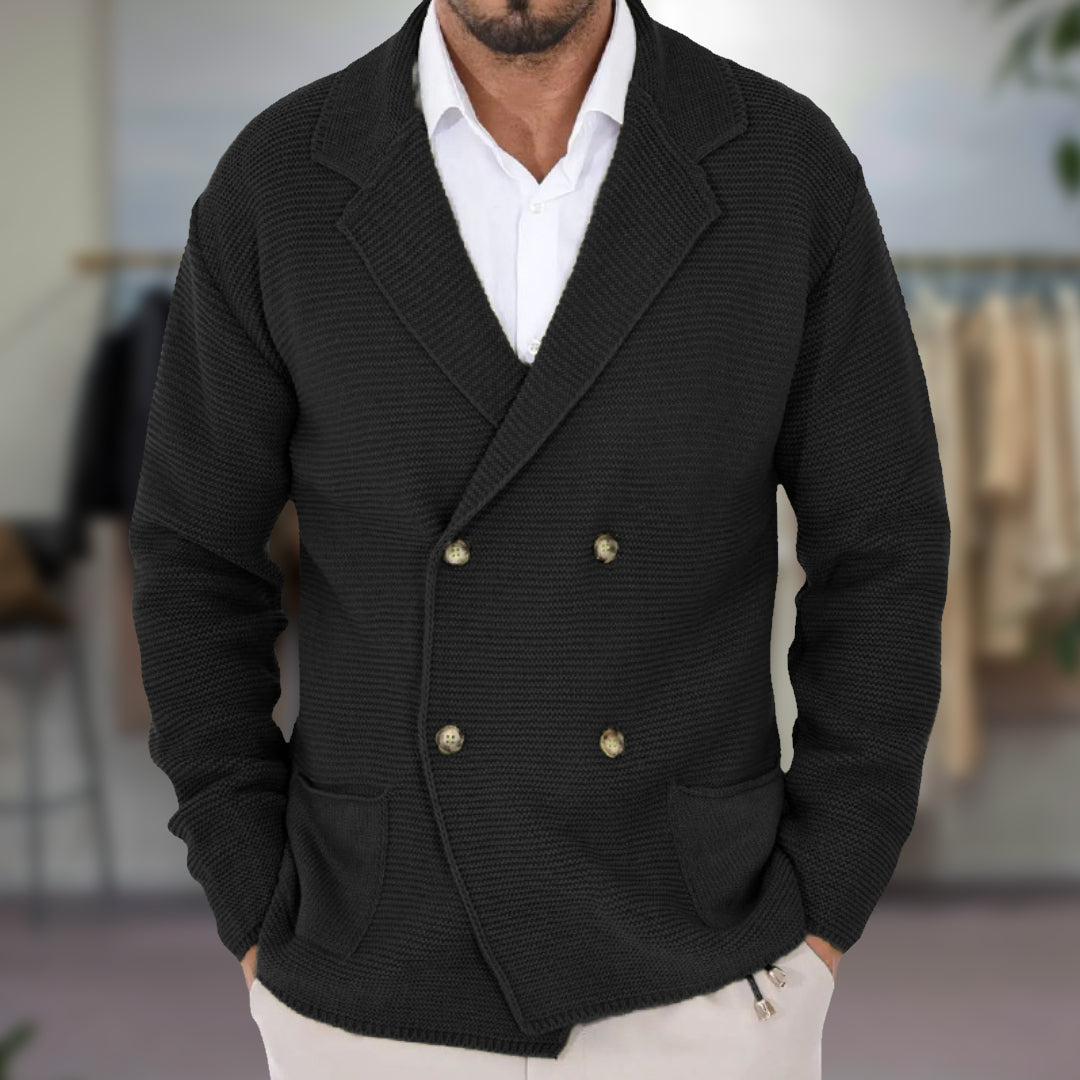 Menns Cardigan med Dobbelsnepp Blazer Jakkeslag 4