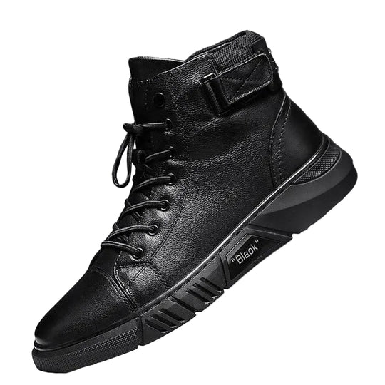 Menns Håndlagde Skinnstøvler Tidløs Stil 0