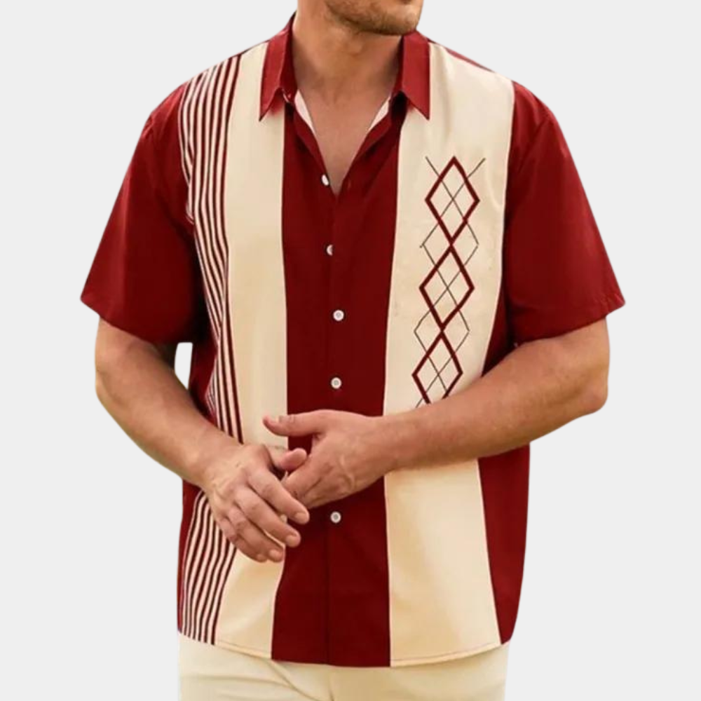 Menns Klassiske Retro Skjorte Korte Ermer 1