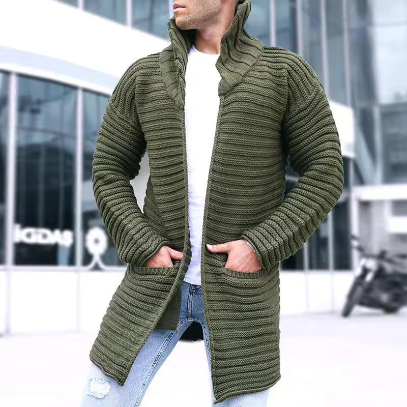 Menns Lang Cardigan med Turtleneck 3