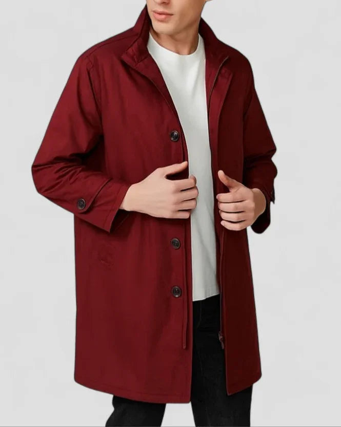 Menns Lang Overfrakk Minimalistisk Stil 1