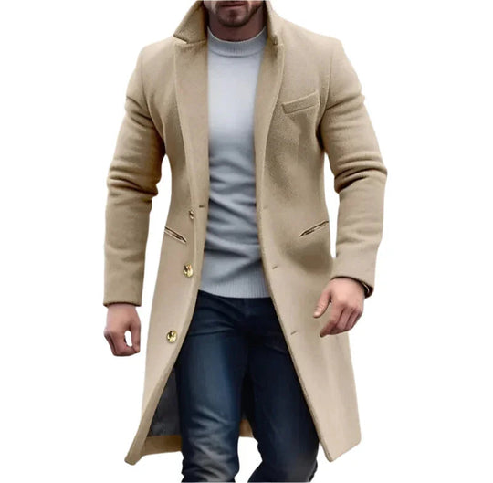 Menns Lang Trenchcoat Klassisk Stil 4