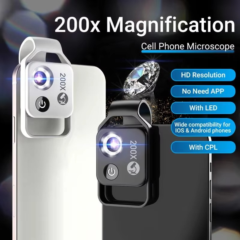 Mikroskoplinse for Smartphone 200X Forstørrelse 1