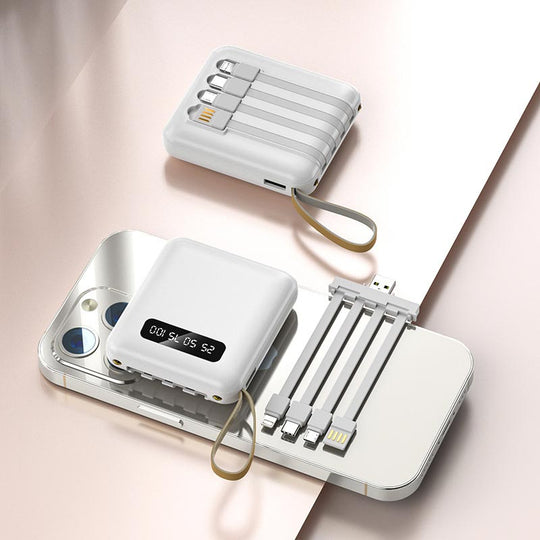 Mini Powerbank 20000mAh med Integrerte Kabler 0