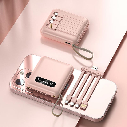 Mini Powerbank 20000mAh med Integrerte Kabler 2