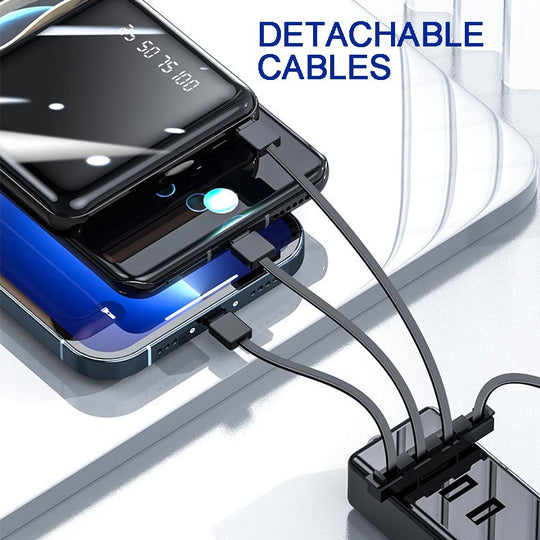 Mini Powerbank 20000mAh med Integrerte Kabler 4