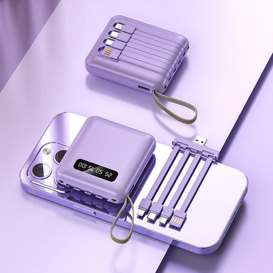 Mini Powerbank 20000mAh med Integrerte Kabler 9