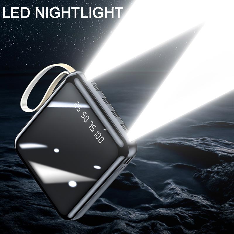 Mini Strømbank 20000mAh med Integrerte Kabler Kompakt Design 2