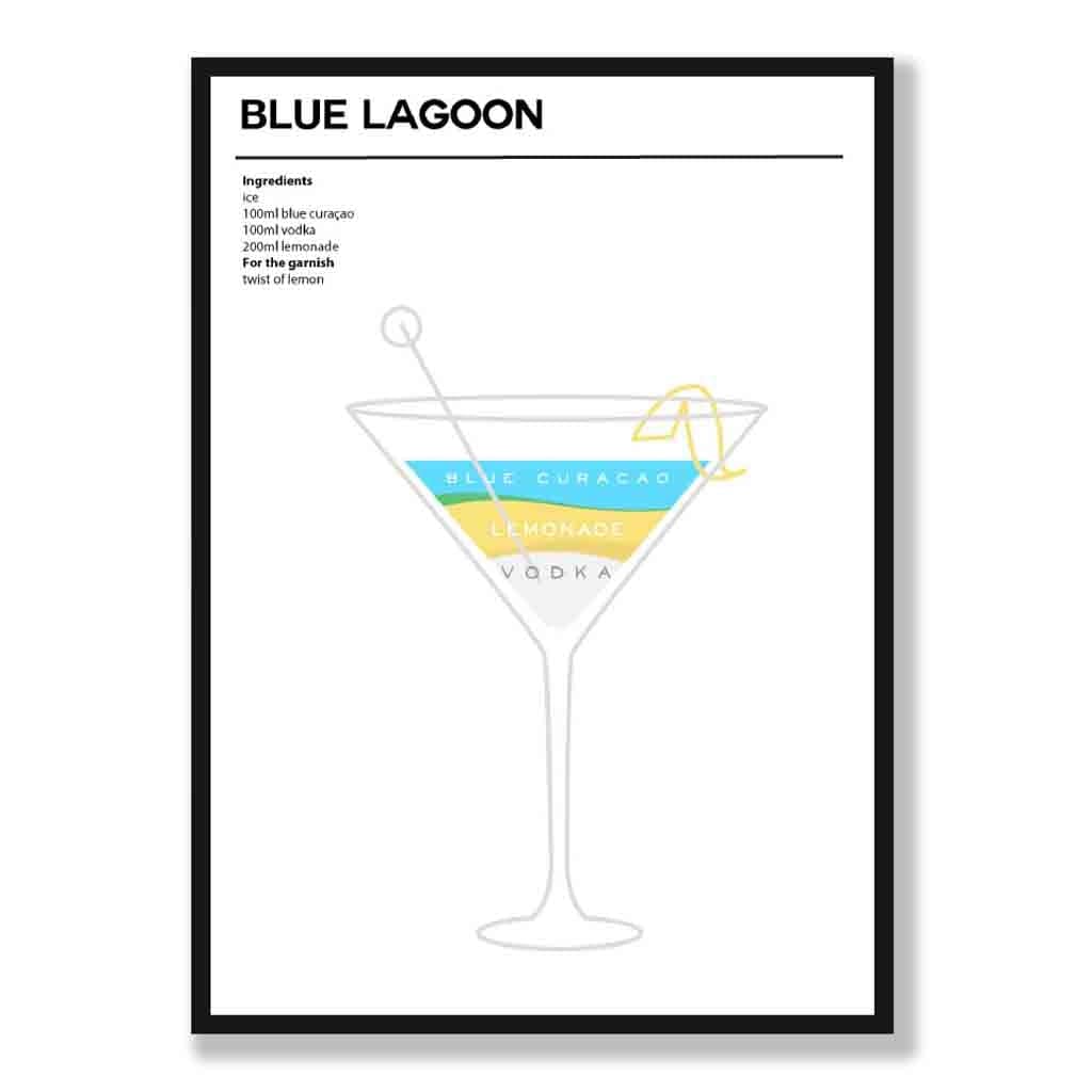 Minimal Cocktail Plakat Blue Lagoon Modern Design 0
