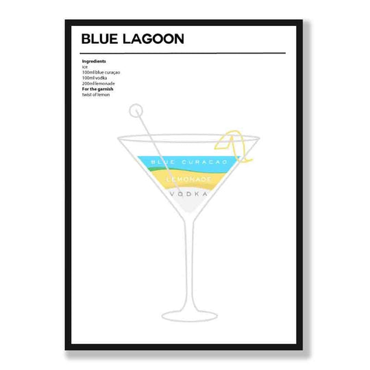 Minimal Cocktail Plakat Blue Lagoon Modern Design 0