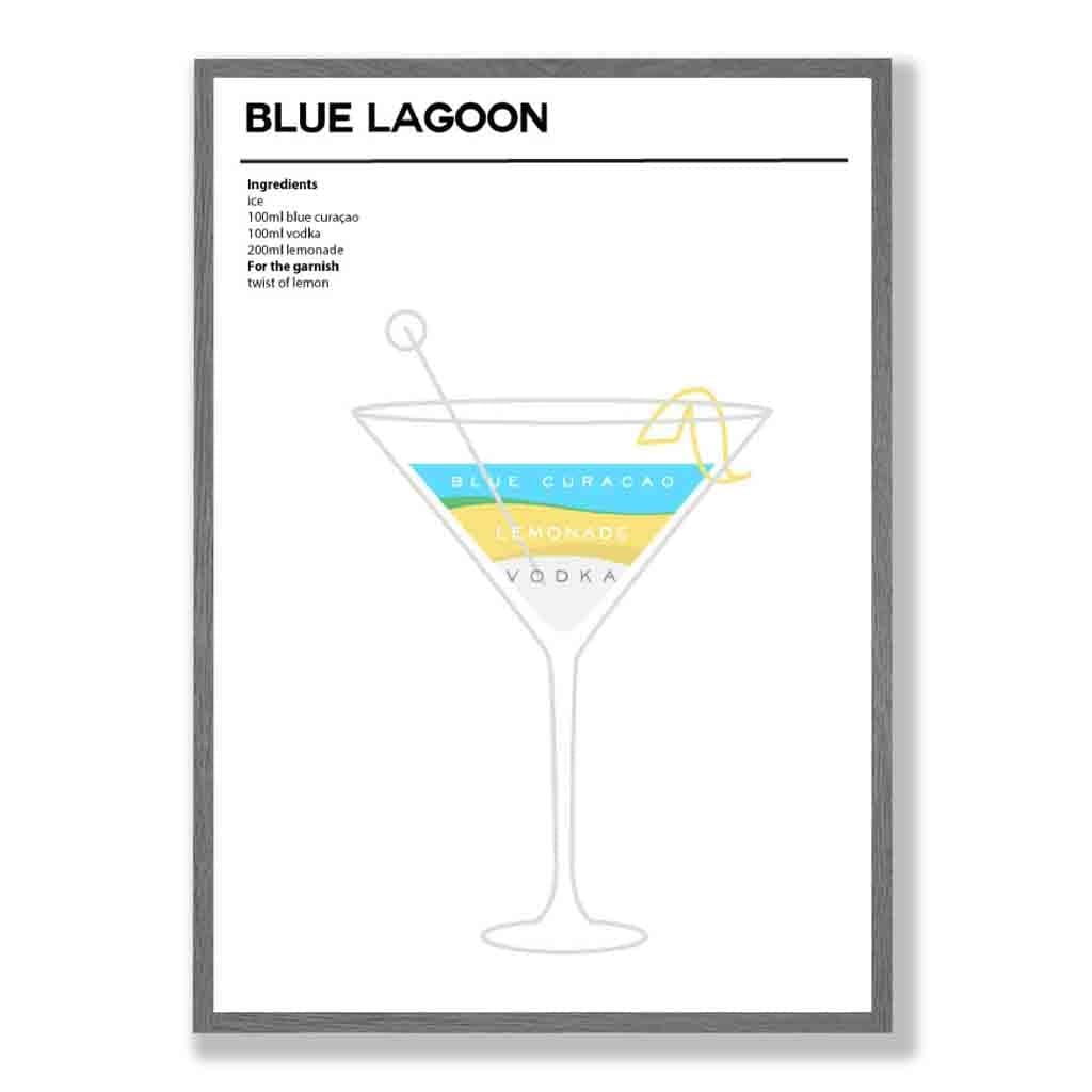 Minimal Cocktail Plakat Blue Lagoon Modern Design 1