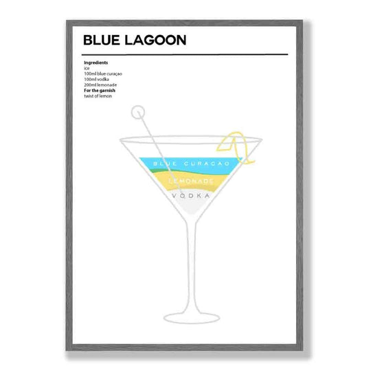Minimal Cocktail Plakat Blue Lagoon Modern Design 1