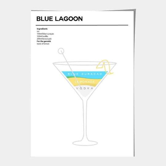Minimal Cocktail Plakat Blue Lagoon Modern Design 4