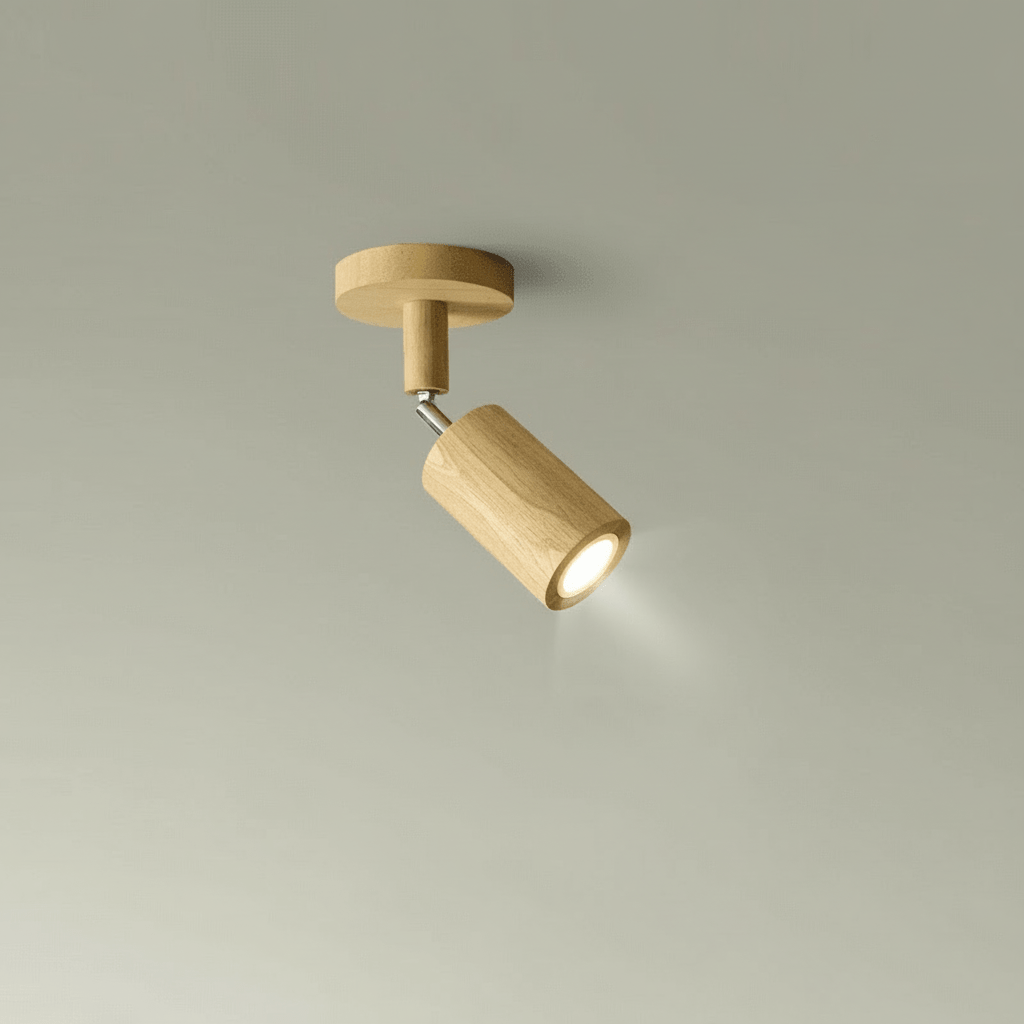 Minimalistisk Taklampe i Heltre med Justerbar Lysretning 1