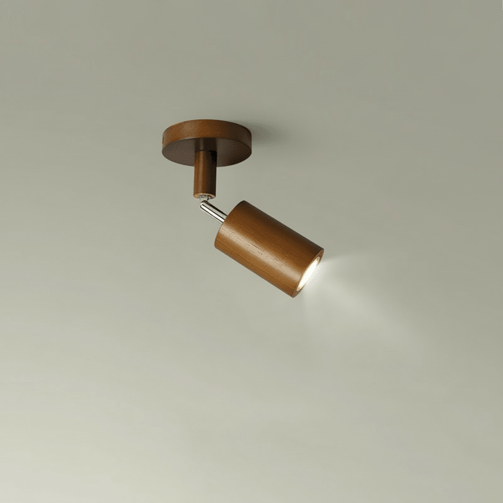 Minimalistisk Taklampe i Heltre med Justerbar Lysretning 12