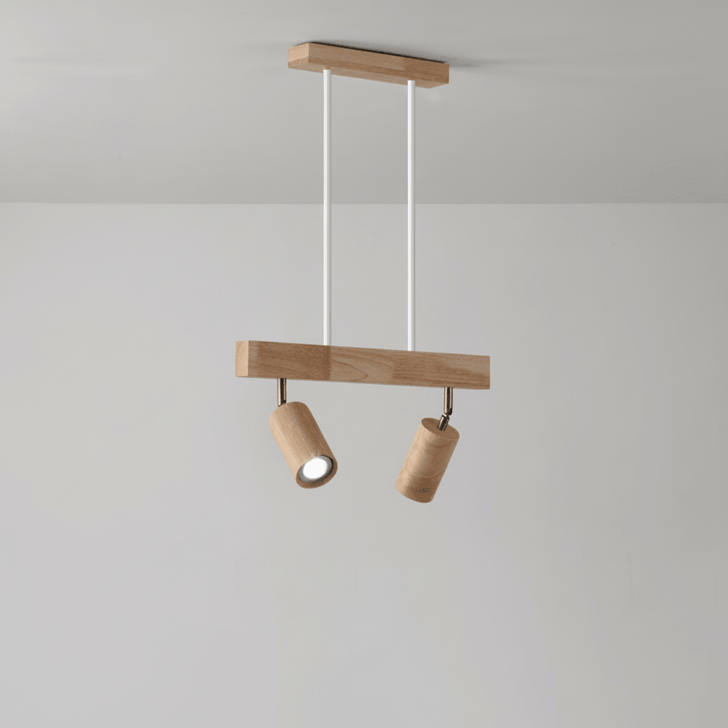 Minimalistisk Taklampe i Heltre med Justerbar Lysretning 13
