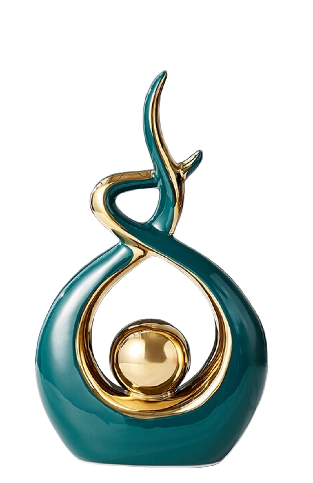 Moderne Abstrakt Keramisk Skulptur med Gullaksenter 0