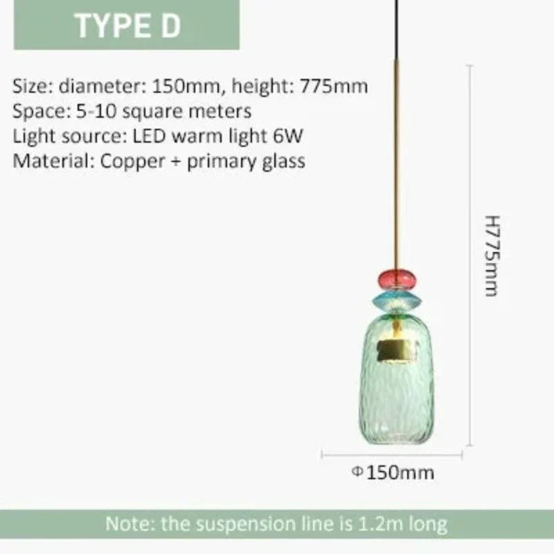 Moderne Hengelampe i Fargerike Glass for Hjemmet 10