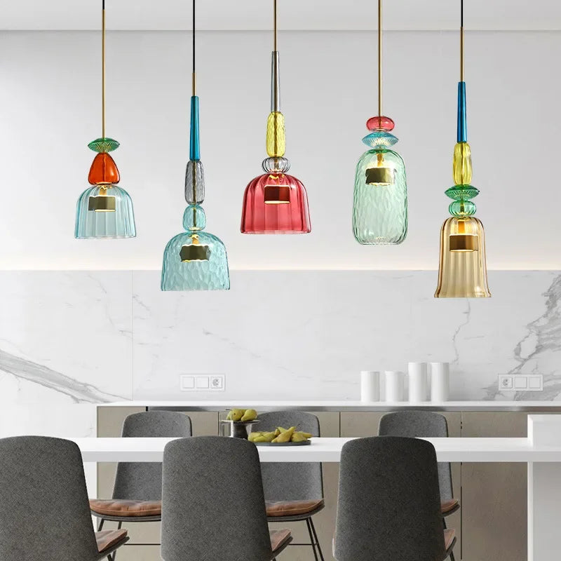 Moderne Hengelampe i Fargerike Glass for Hjemmet 2