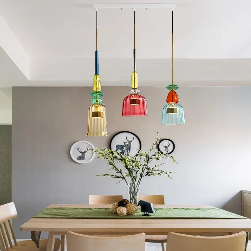 Moderne Hengelampe i Fargerike Glass for Hjemmet 3