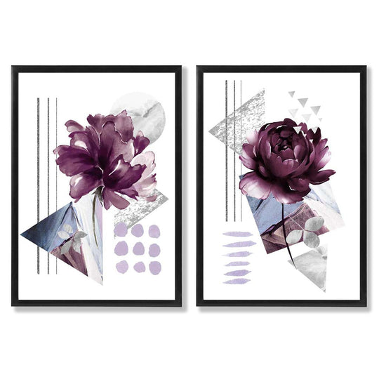 Moderne Kunsttrykk Sett med 2 Blomsterdesign 0