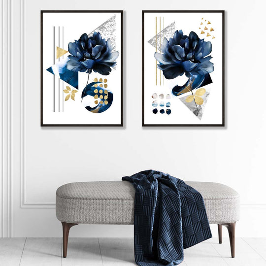 Moderne Kunsttrykk Sett med 2 Blomsterdesign 1