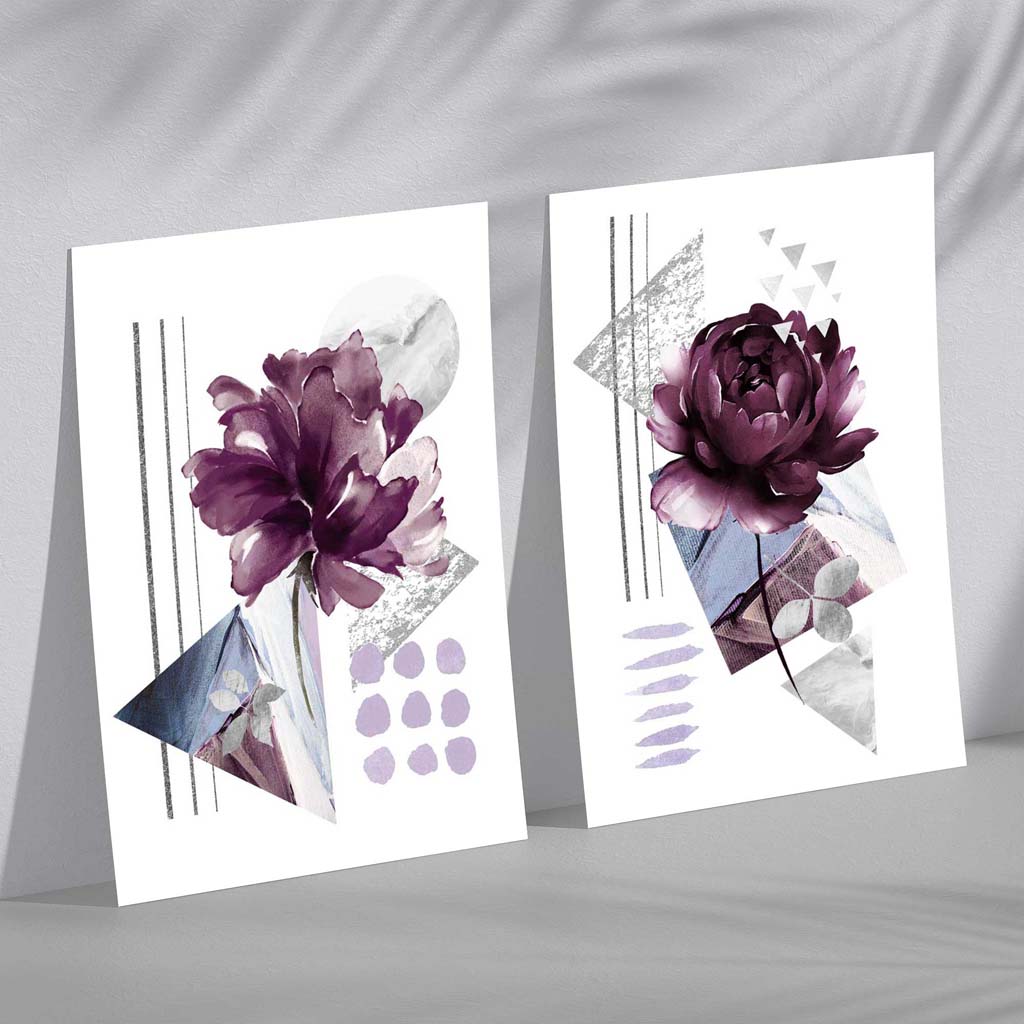 Moderne Kunsttrykk Sett med 2 Blomsterdesign 2