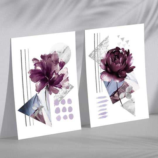 Moderne Kunsttrykk Sett med 2 Blomsterdesign 2