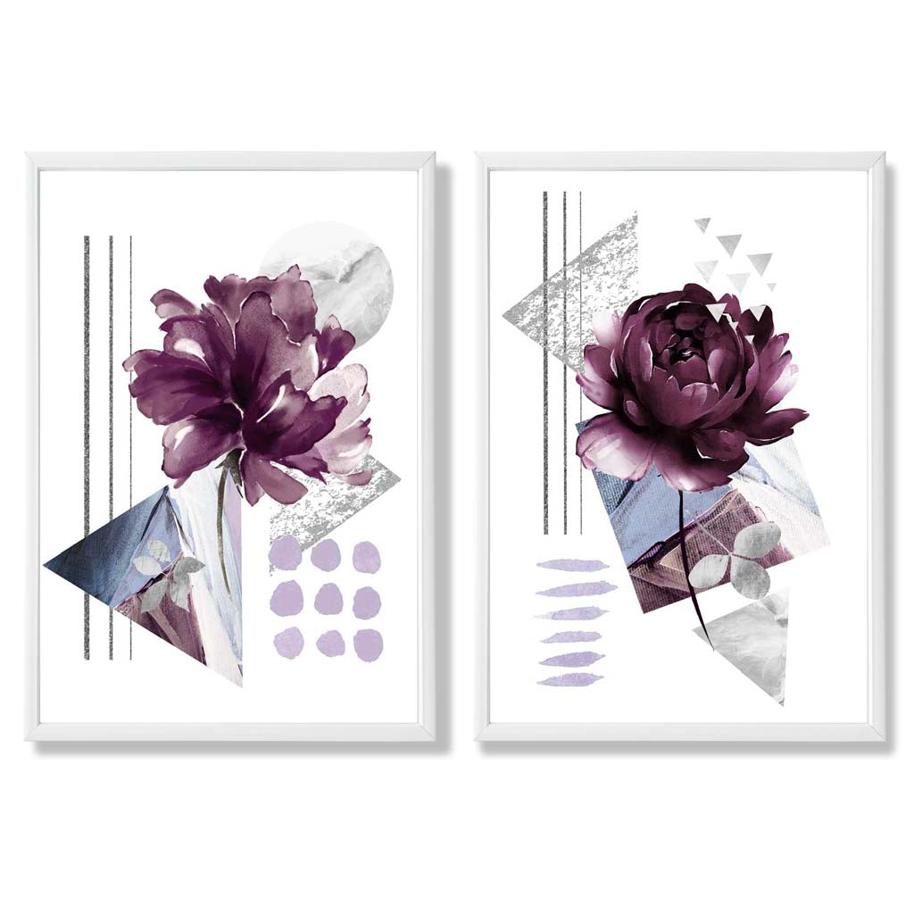 Moderne Kunsttrykk Sett med 2 Blomsterdesign 3