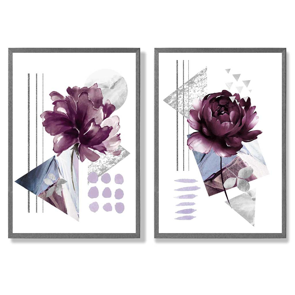 Moderne Kunsttrykk Sett med 2 Blomsterdesign 4