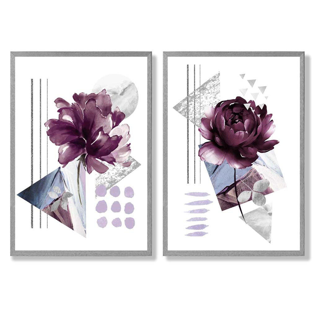Moderne Kunsttrykk Sett med 2 Blomsterdesign 5