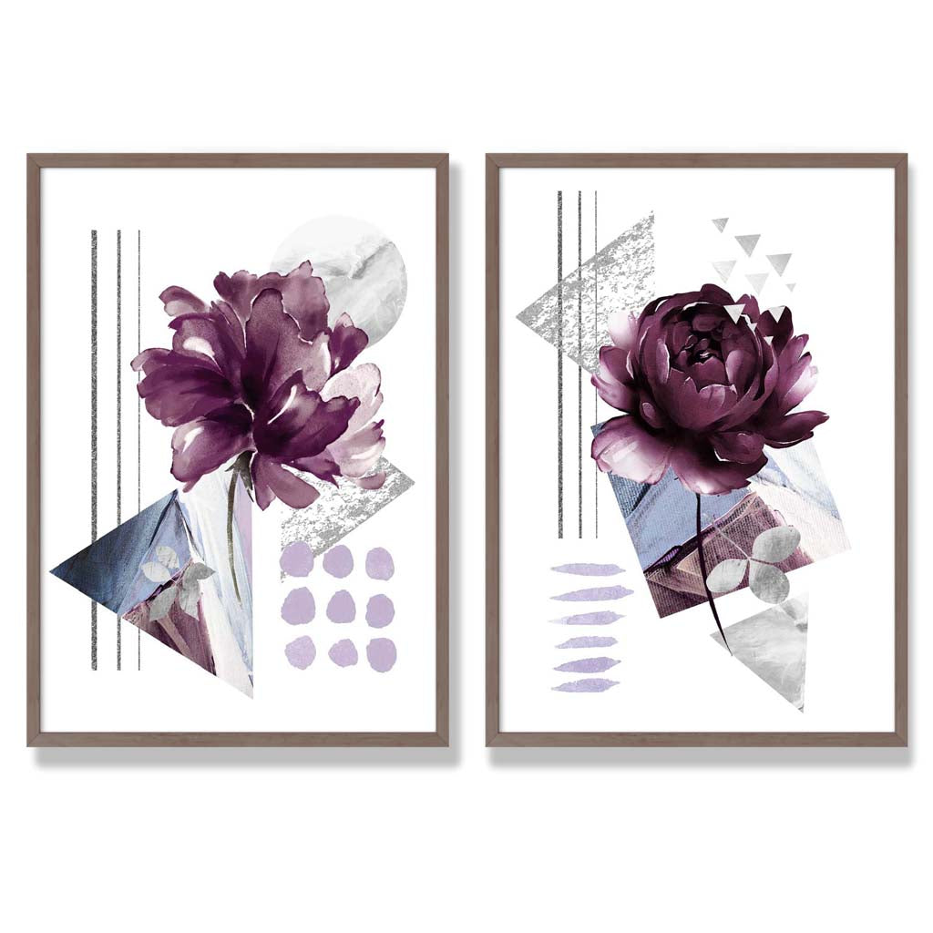 Moderne Kunsttrykk Sett med 2 Blomsterdesign 7